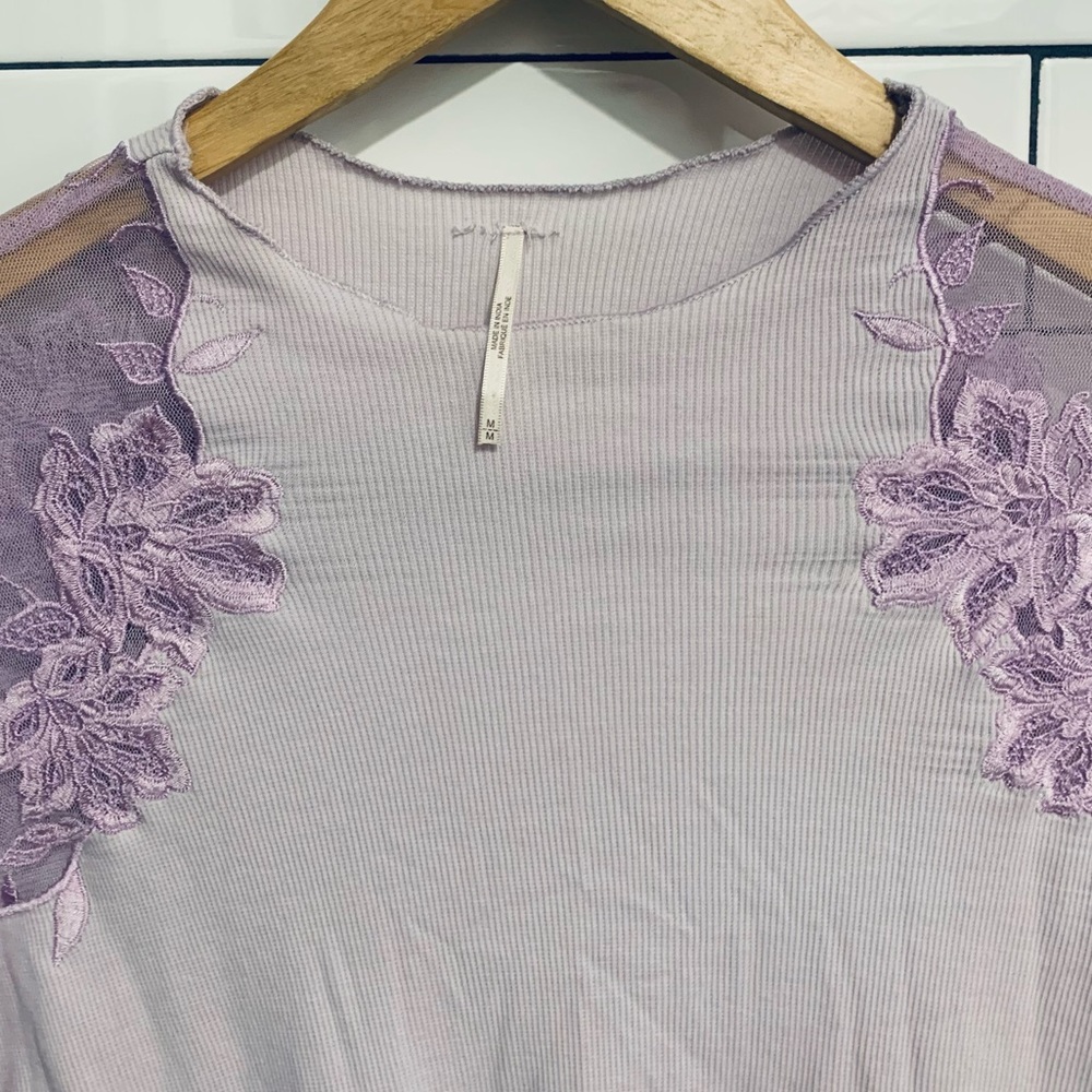 Lace-Detail Long Sleeve Blouse - Light Pink - Picture 5 of 6